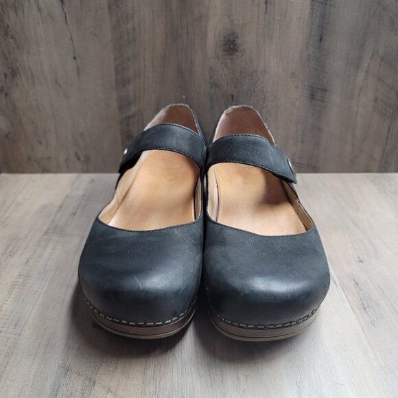 Dansko Beatrice Black Burnished Nubuck Mary Jane Shoes 40 / 9.5-10 - Picture 2 of 10